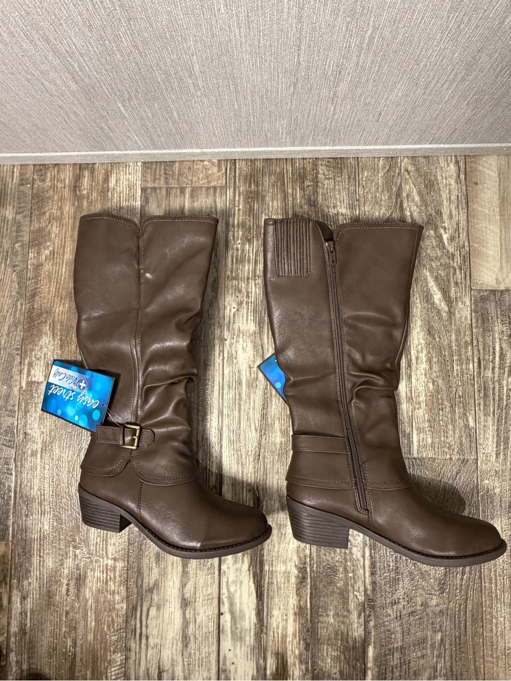 easy street Brown Tall Buckle Riding Boots Size 7 Wide Calf - Picture 8 of 16